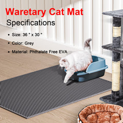 Waretary cat litter mat shows double‑layer design to prevent tracking.