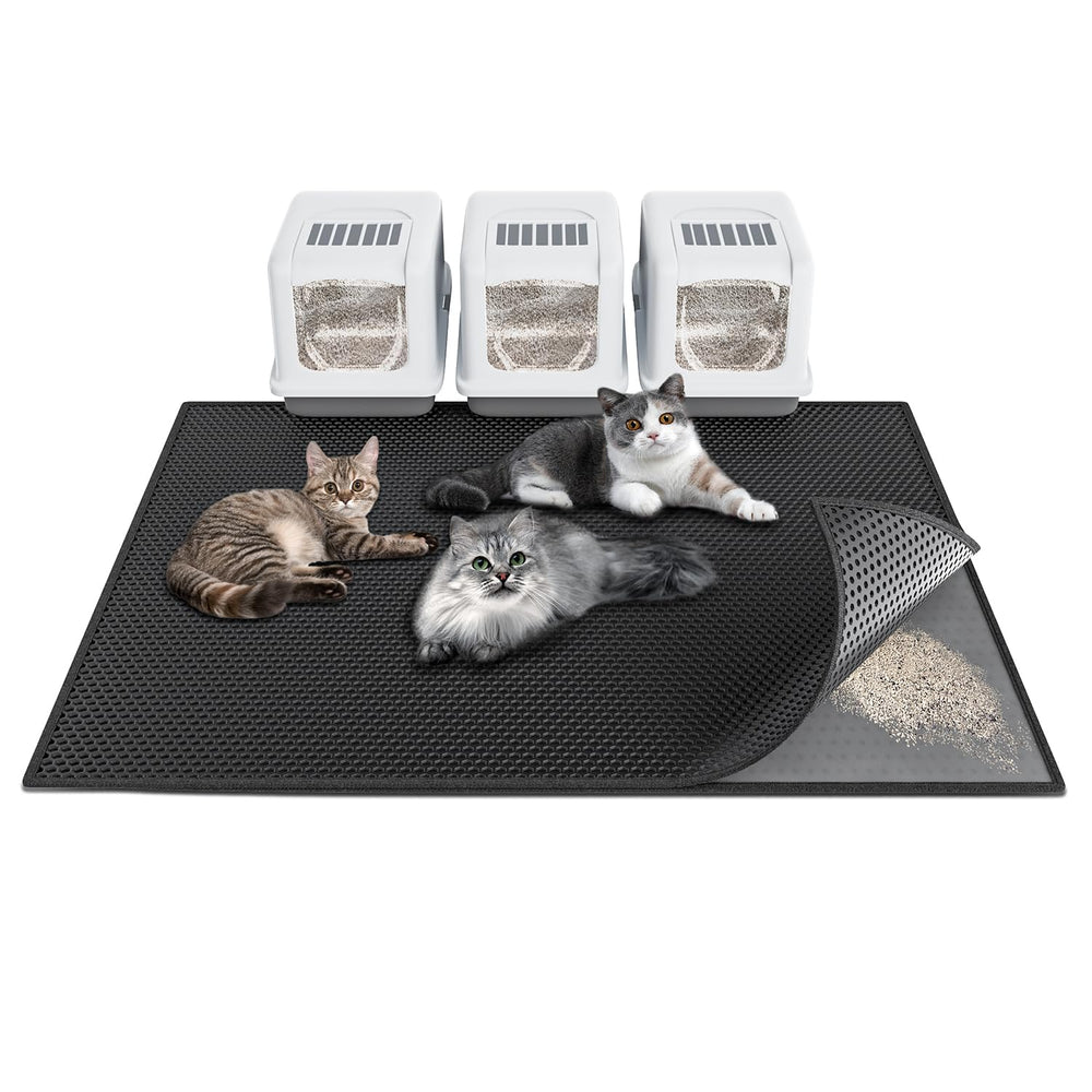 Waretary cat litter mat XL 47x36 top view showing large containment area.