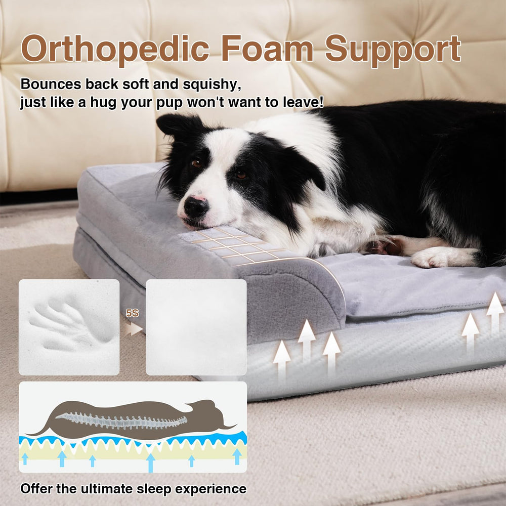 WARKEY dog bed gray fabric close-up highlights durable, easy-clean material.