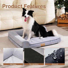 WARKEY dog bed L-shaped bolster supports head and neck comfortably.