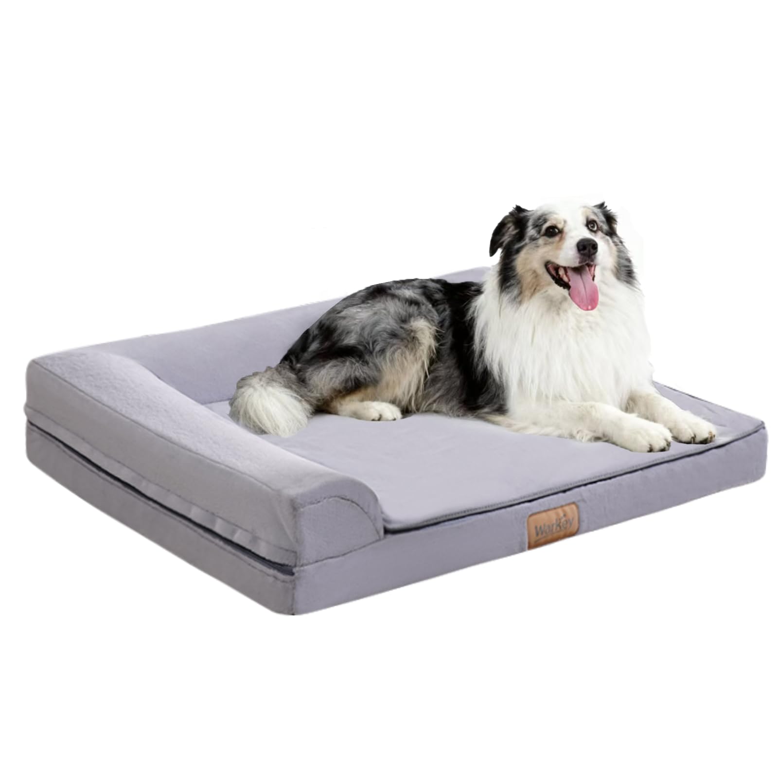 WARKEY dog bed large outer view shows supportive bolster and roomy lounging space