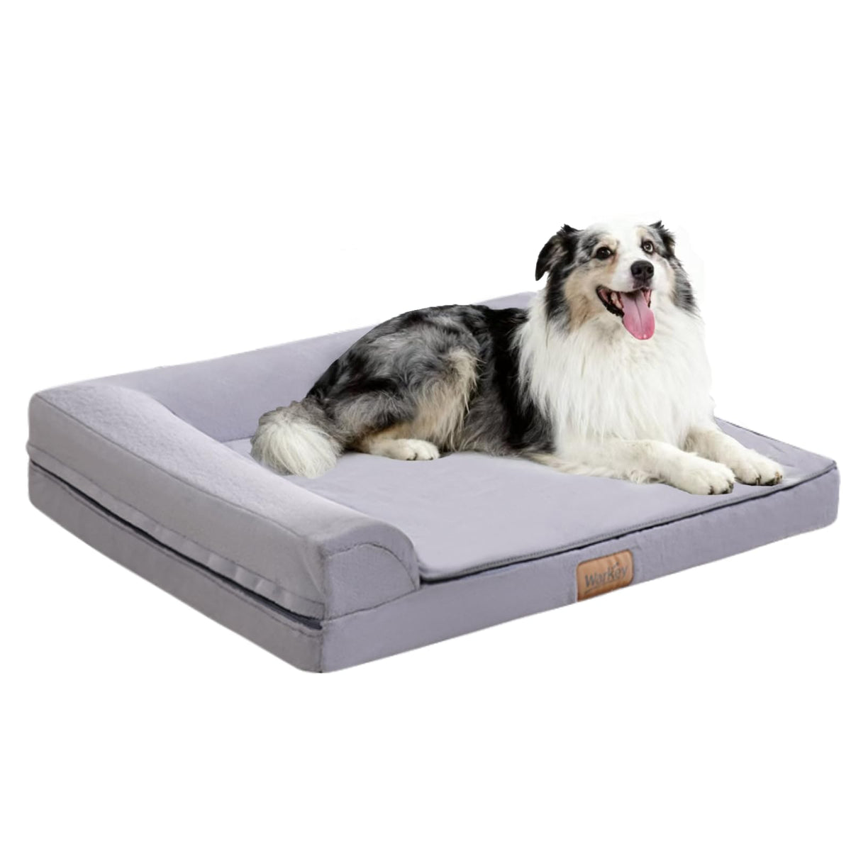 WARKEY dog bed large outer view shows supportive bolster and roomy lounging space