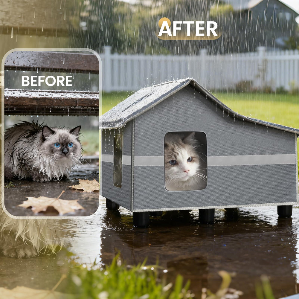 WARKEY heated-cat-house foldable design enables quick setup and compact storage.