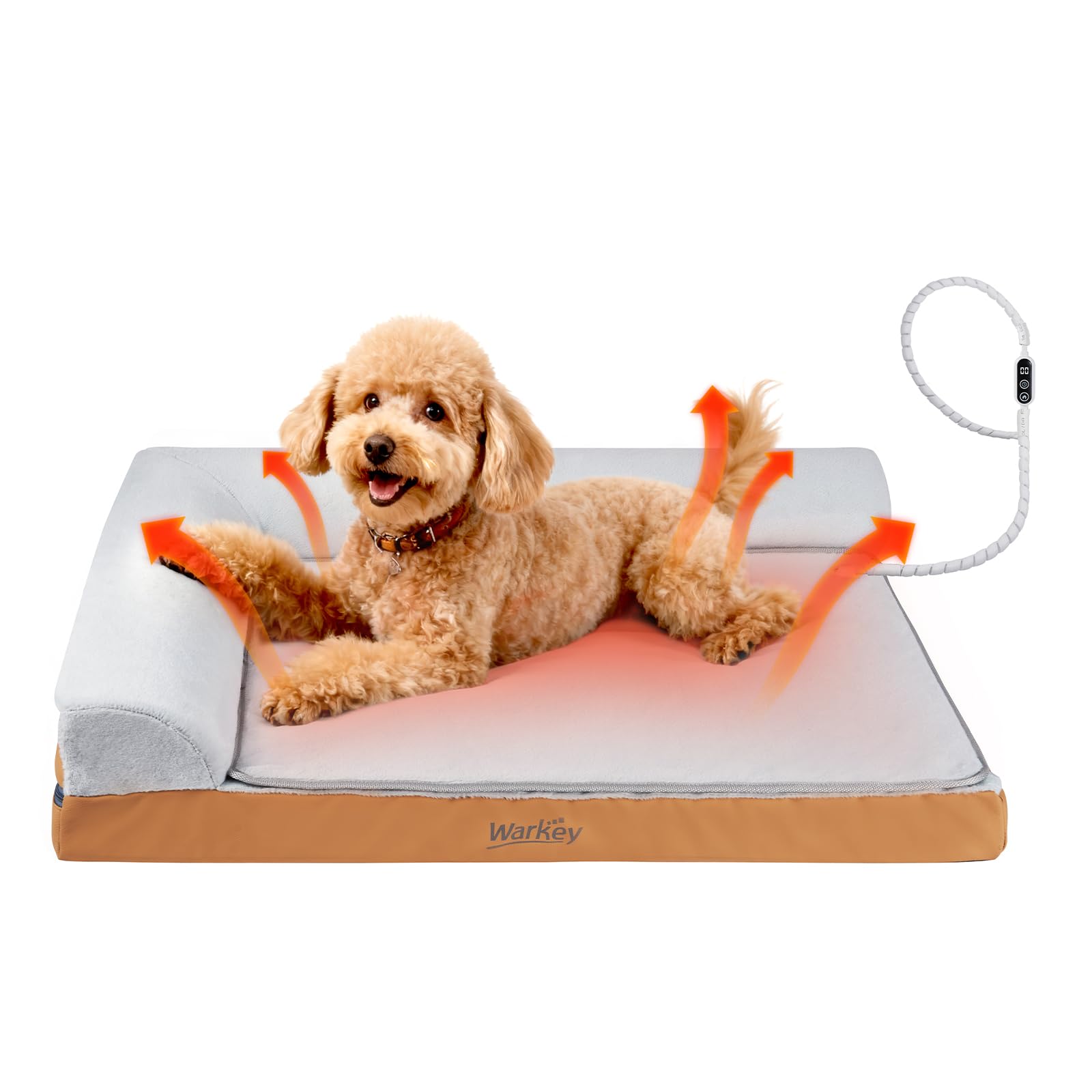 WARKEY heated dog bed front view shows orthopedic comfort for larger dogs