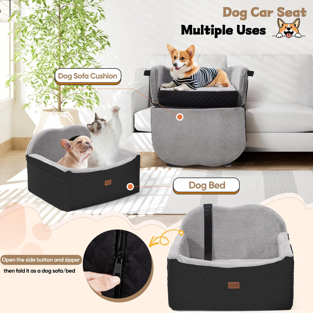 WarmInsula dog car seat side pockets highlighting convenient storage on the go
