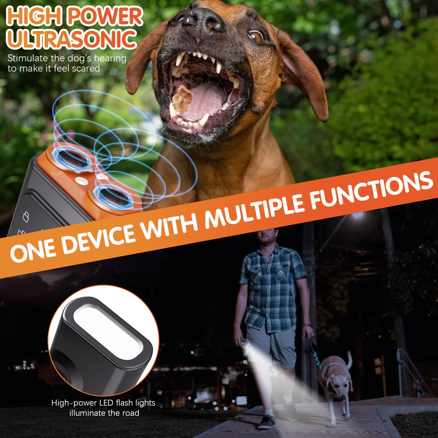 Warmow portable training device with LED flashlight aids attention outdoors.