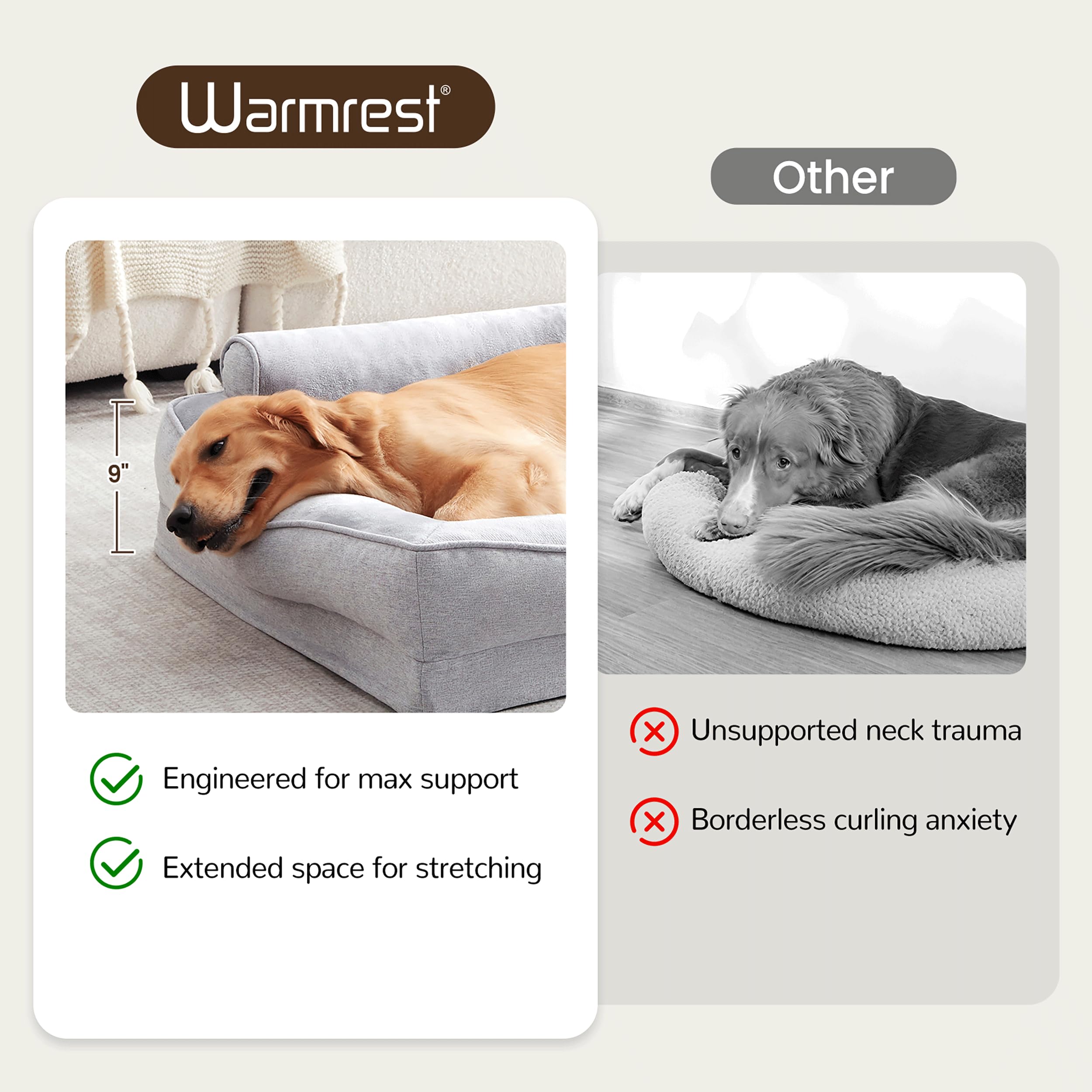 Warmrest bolster-neck-support side view showcases cozy neck-friendly edges.