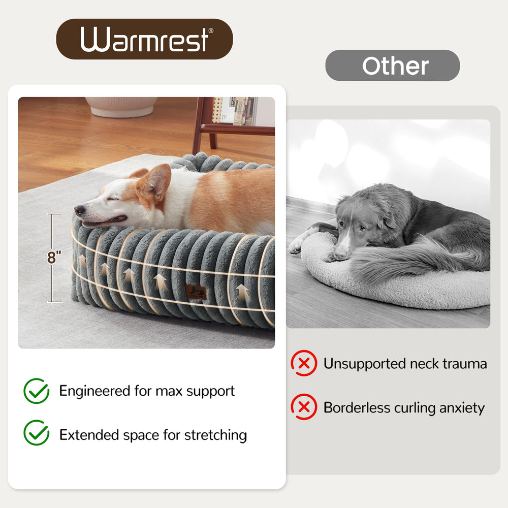 Warmrest bed side-nook support highlights cozy head and neck resting spot.