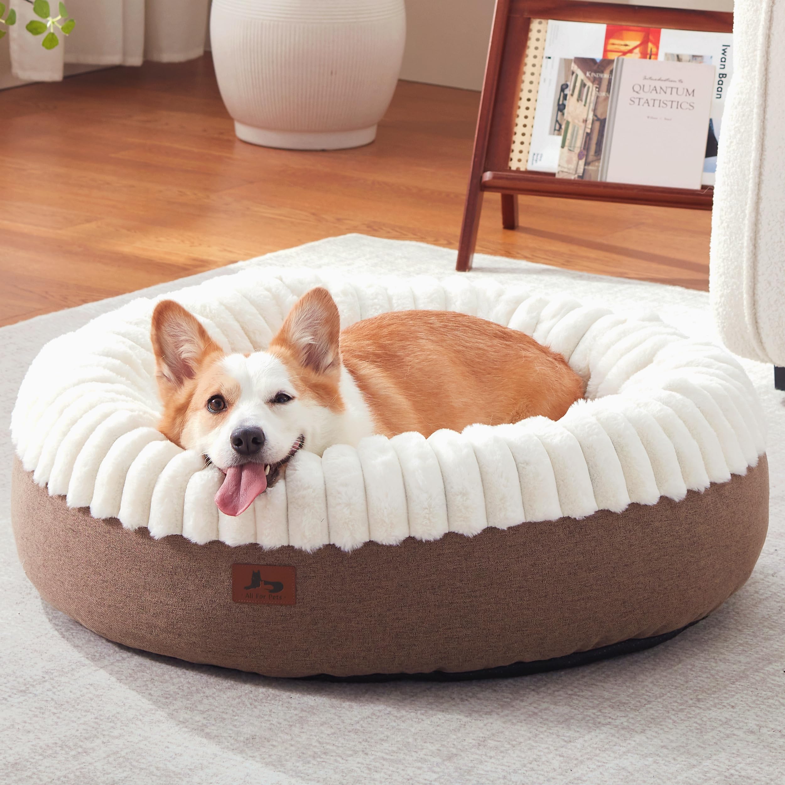 Warmrest Donut Bed cream-fabric plush comfort for tiny snuggler pets
