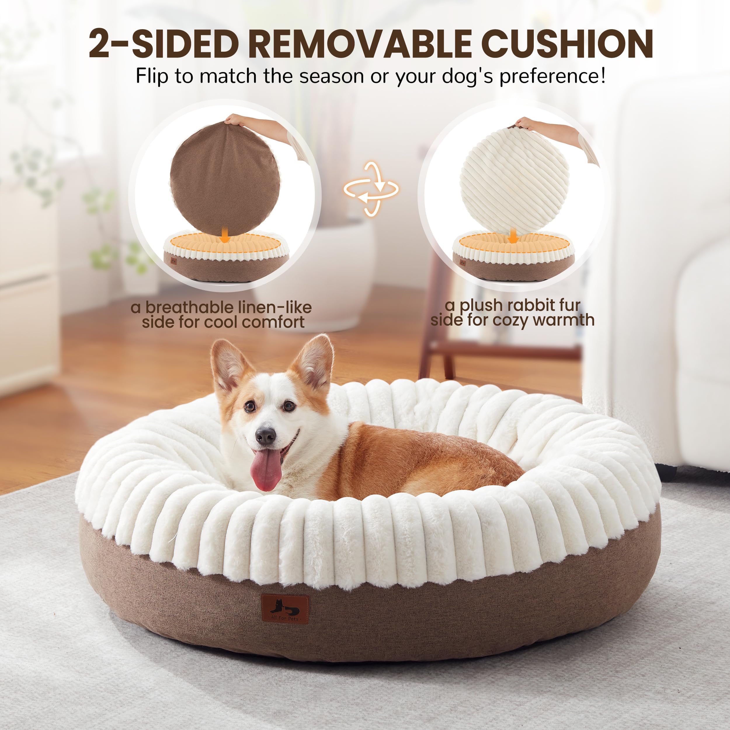 Warmrest Donut Bed fluffy faux fur enhances cozy lounging