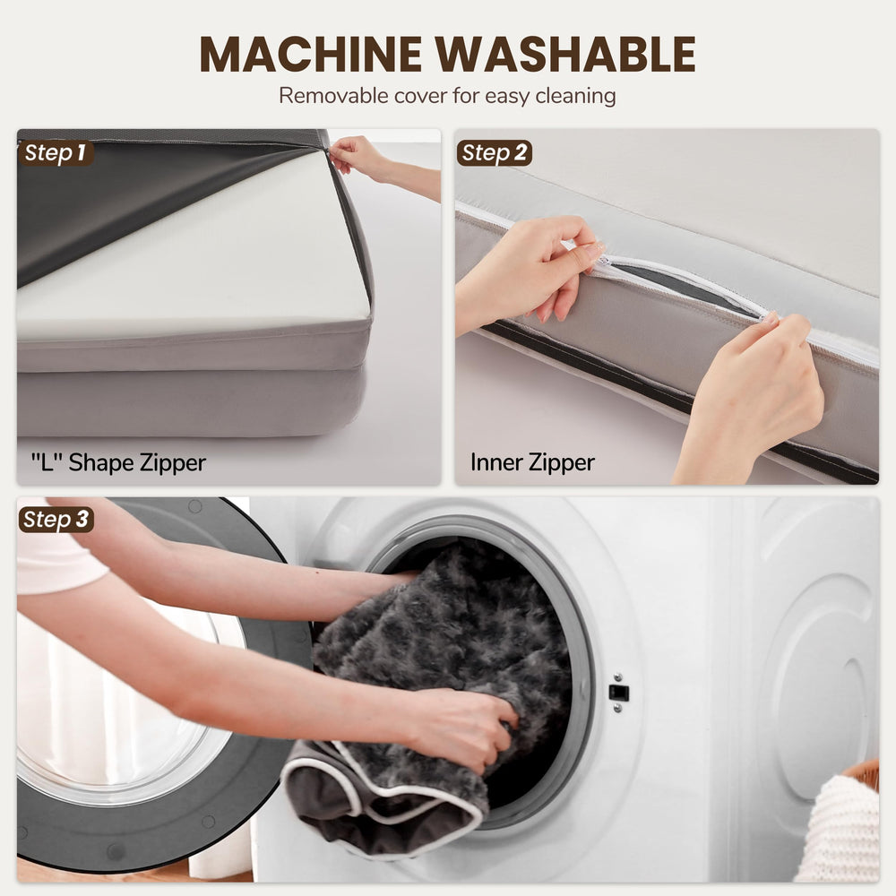Warmrest L-shaped-zipper-dog-bed-cover allows easy washing and refreshing.