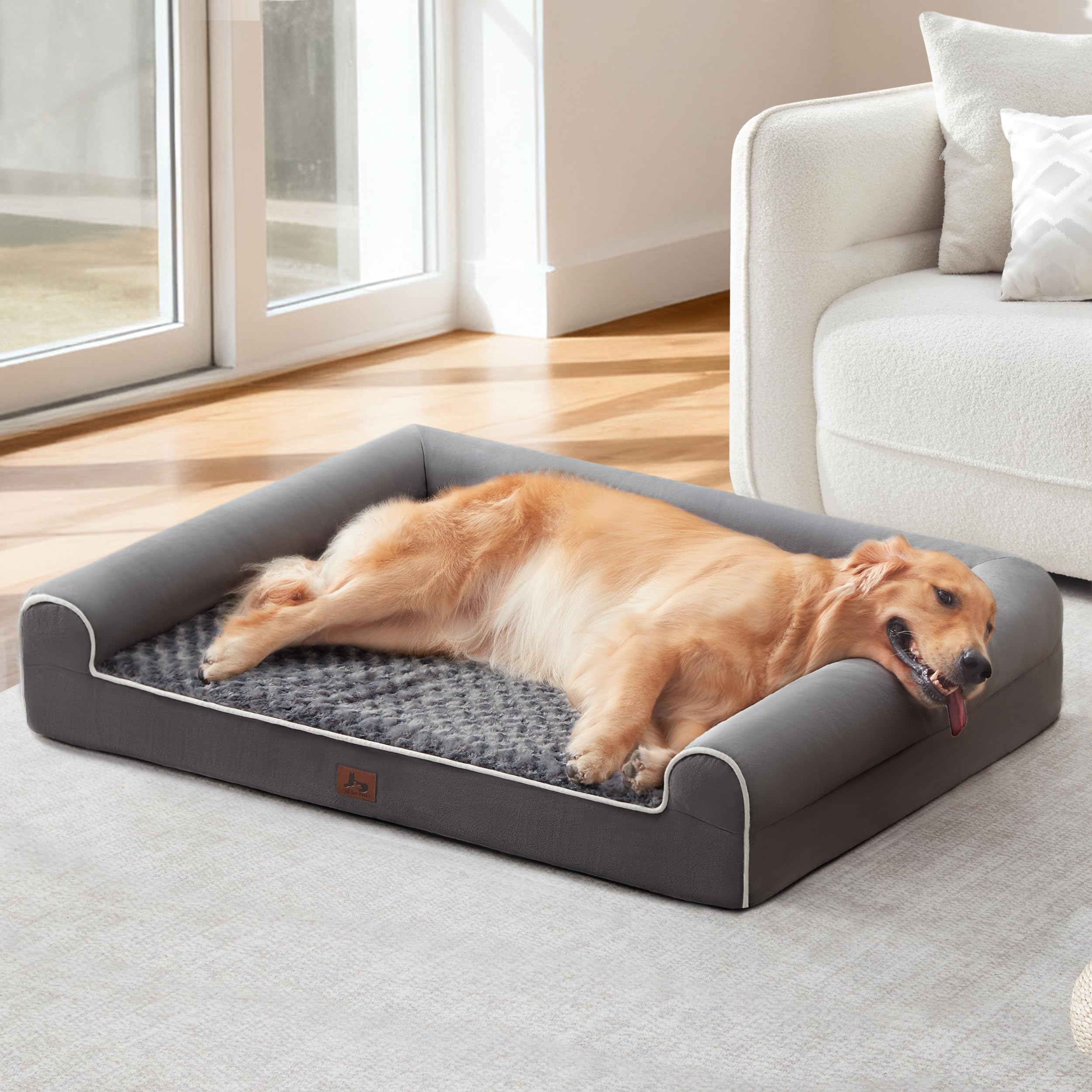 Warmrest large dog bed foam closeup shows high-density support for joints.