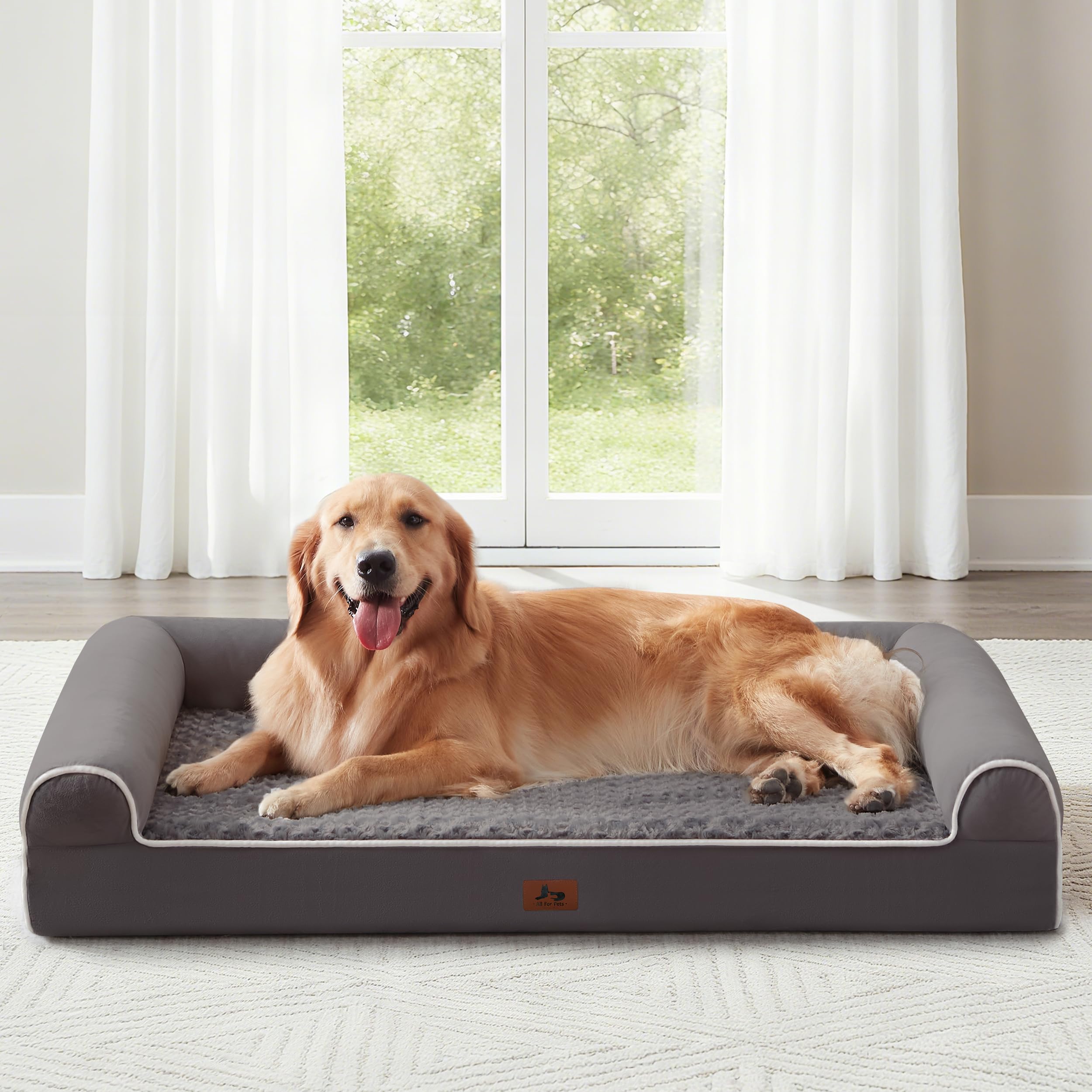 Warmrest large dog bed front view showing supportive base for joints