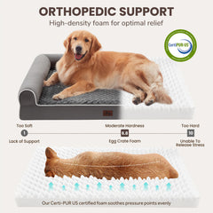 Warmrest large dog bed with u-shape bolster provides secure head and neck support.