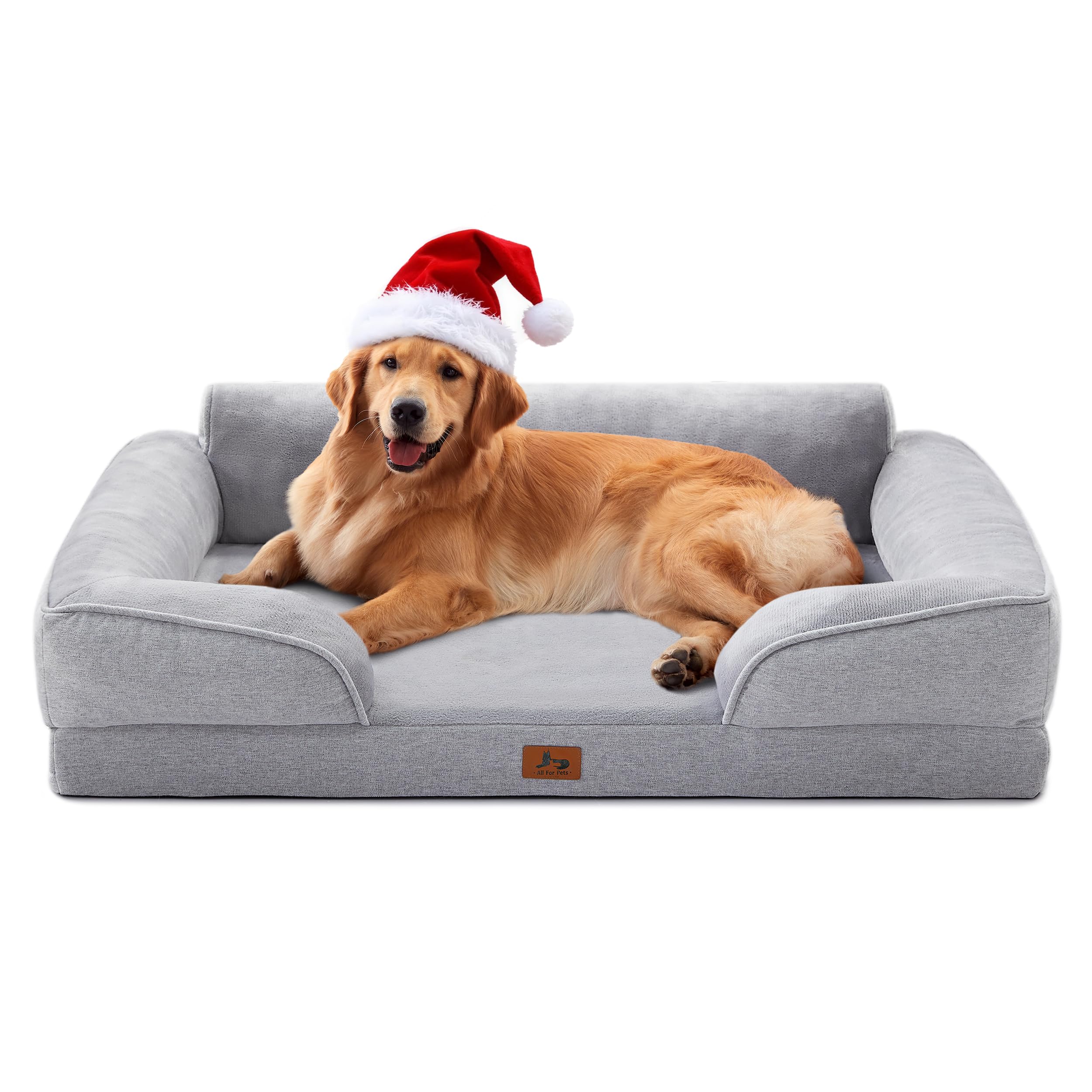 Warmrest orthopedic dog bed large top view highlights spacious 42-inch length.