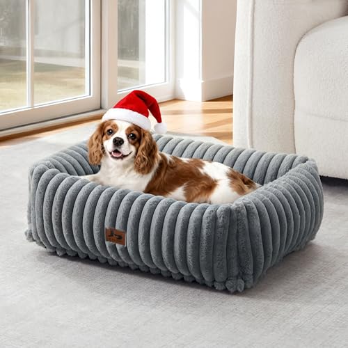 Warmrest washable dog bed front view shows supportive rectangle orthopedic design for small dogs.