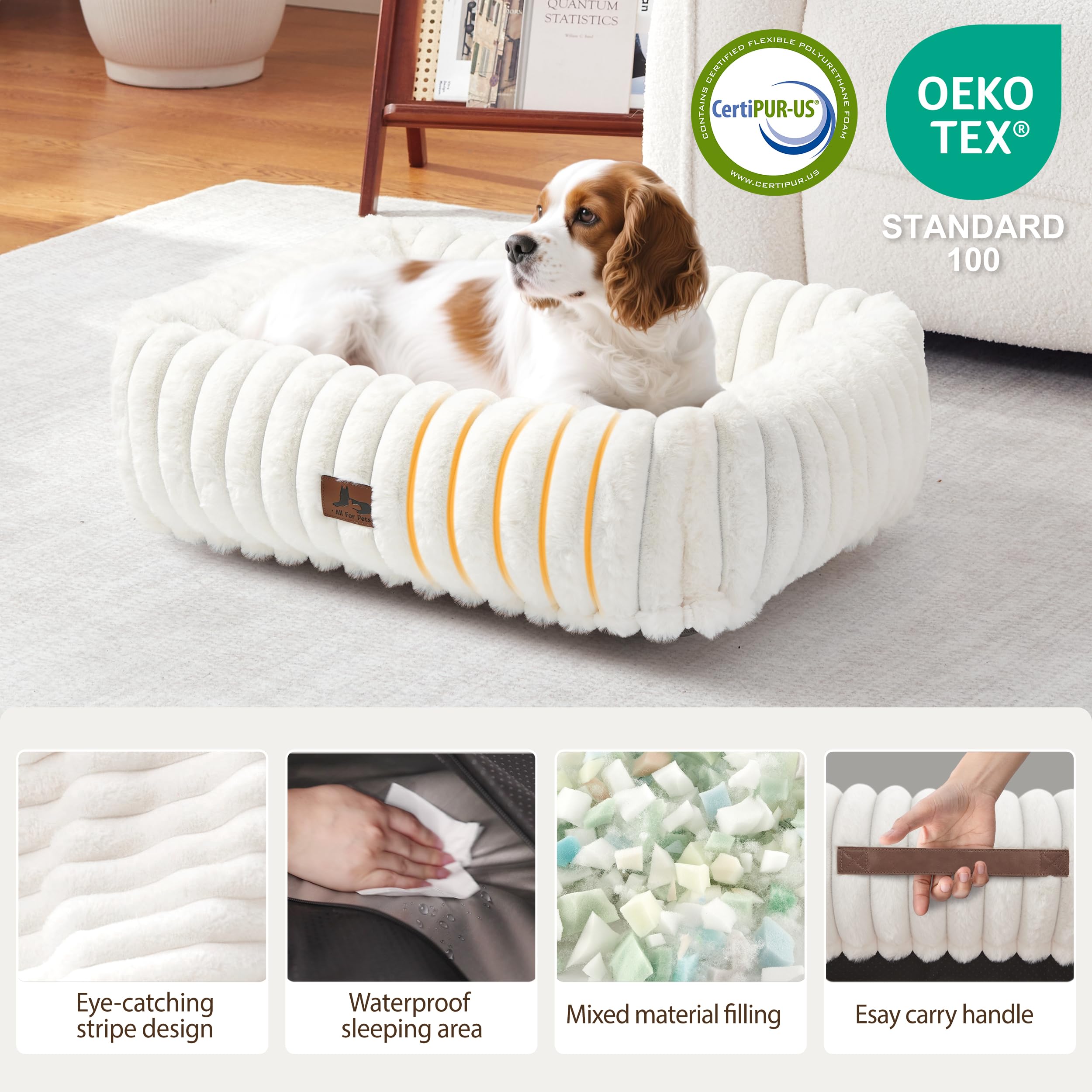 Warmrest washable dog bed non-slip bottom demonstrates stable placement on slick floors