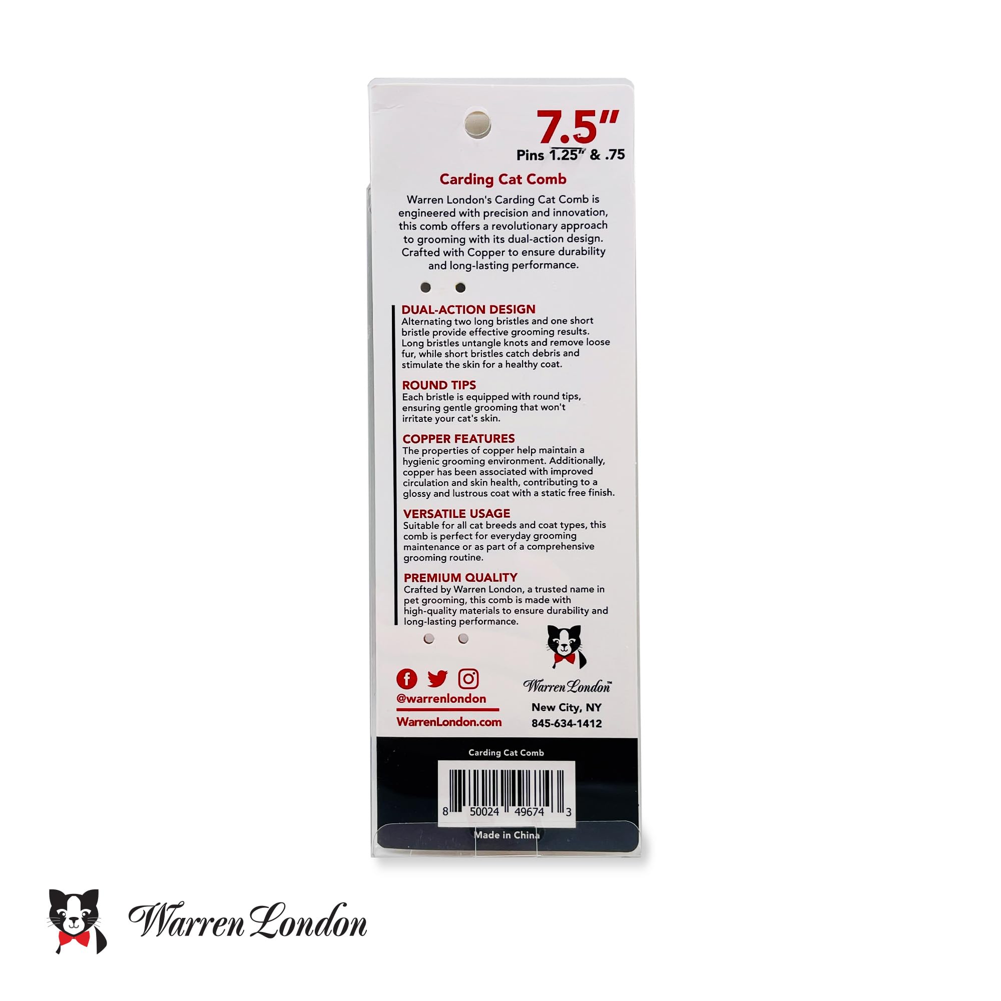 Warren London Carding Cat Comb all-breeds suitability; versatile coat types