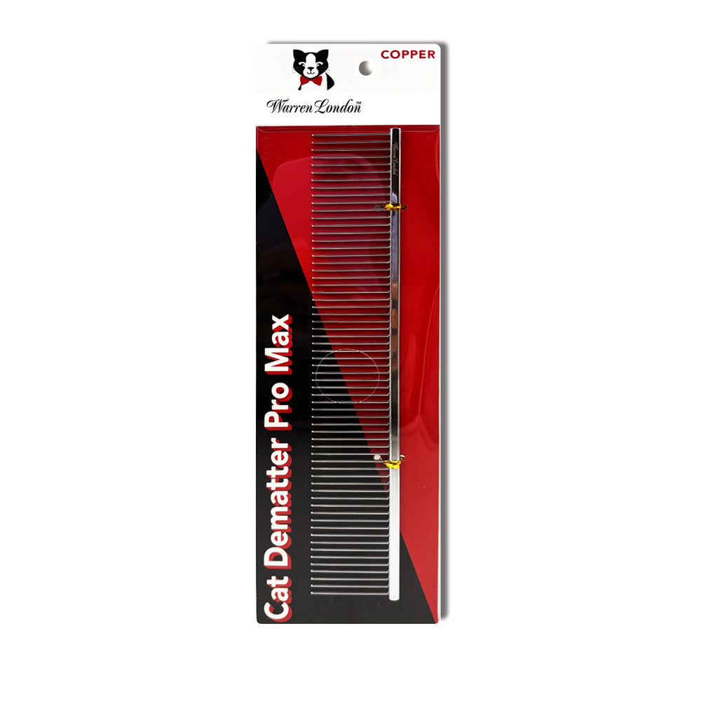 Warren London Cat DeMatter Pro Max handle close-up for a comfortable, no-pull grooming grip.