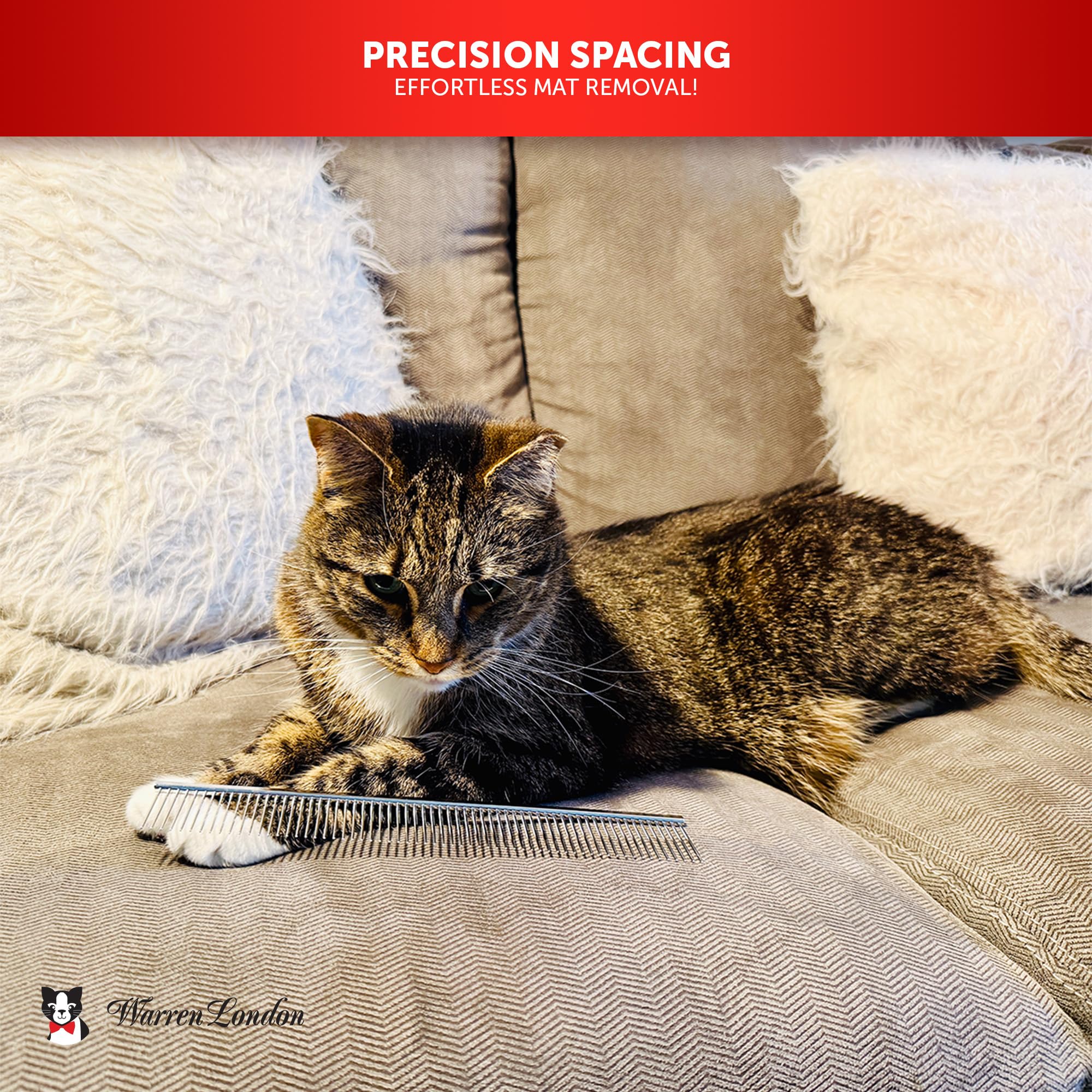 Warren London Cat DeMatter Pro Max copper teeth gliding through tangles with minimal tugging.