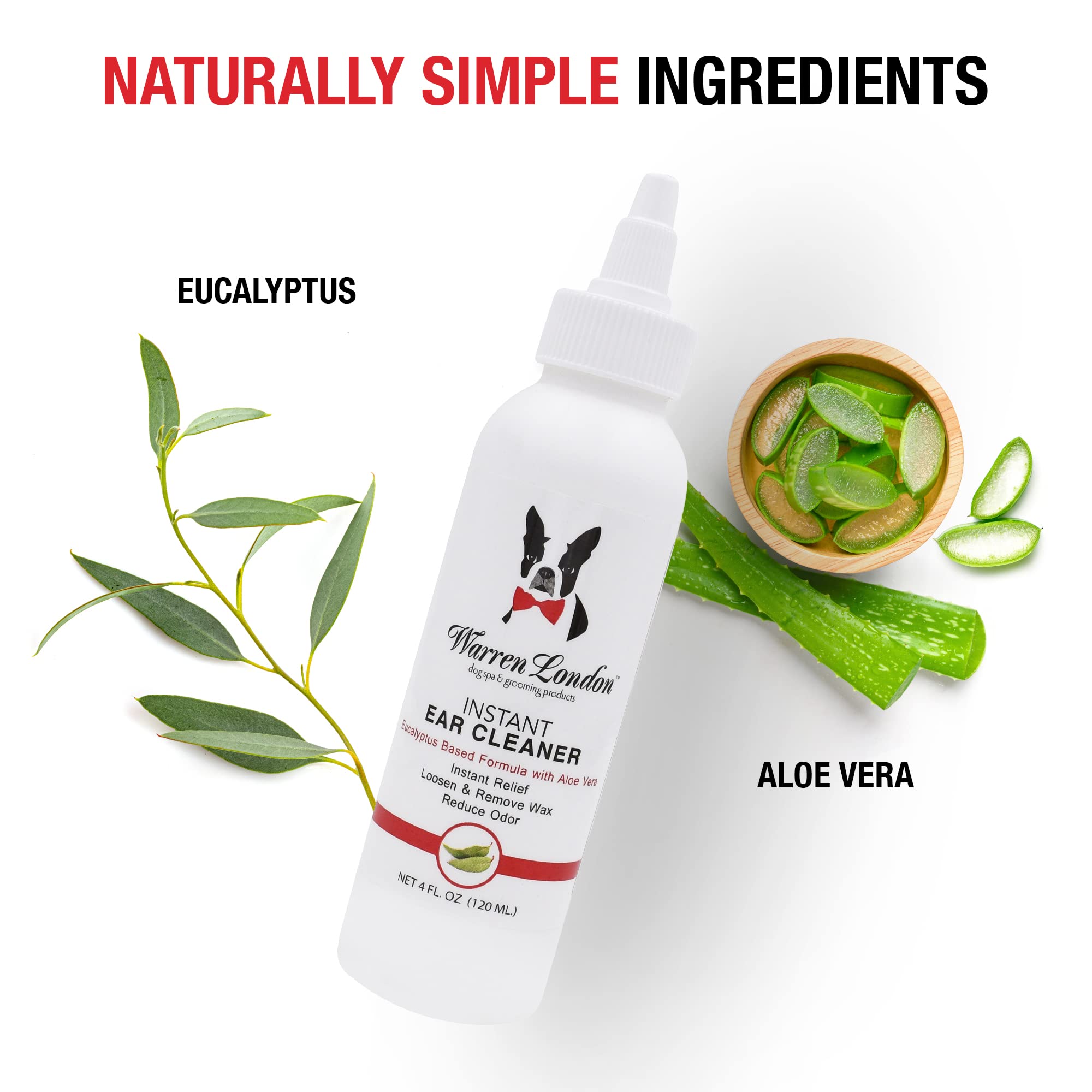 Warren London ear cleaner eucalyptus label shows natural extracts for ear comfort.