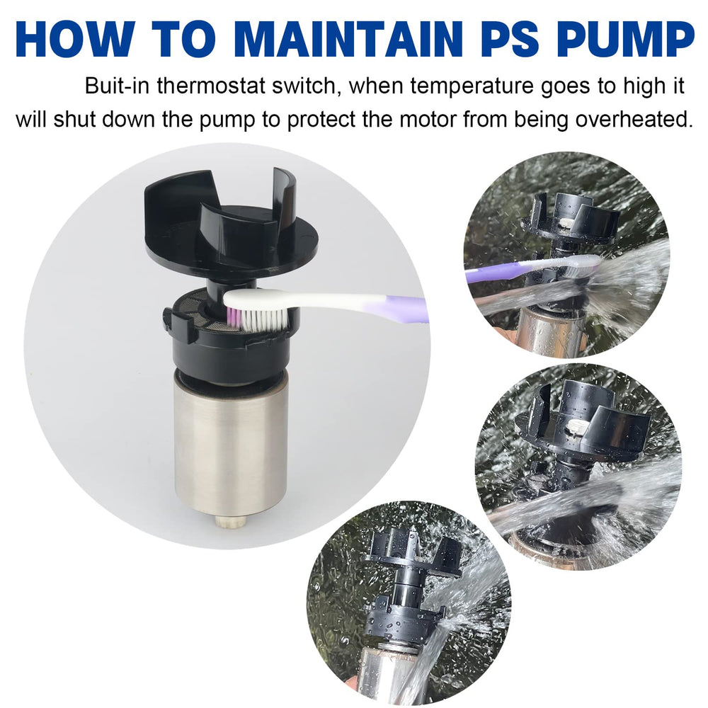 WaterRebirth 7000GPH pump heat-overload sensor demonstrates built-in protection.