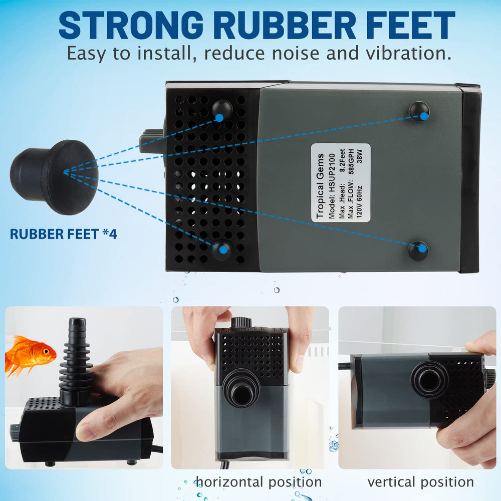 WaterRebirth HSUP2100F aquarium and pond application demonstrates versatile use in tanks and ponds.