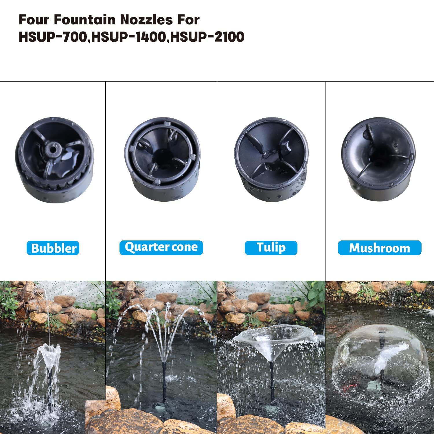 WaterRebirth HSUP2100F installation setup demonstrates quick fountain setup for ponds.