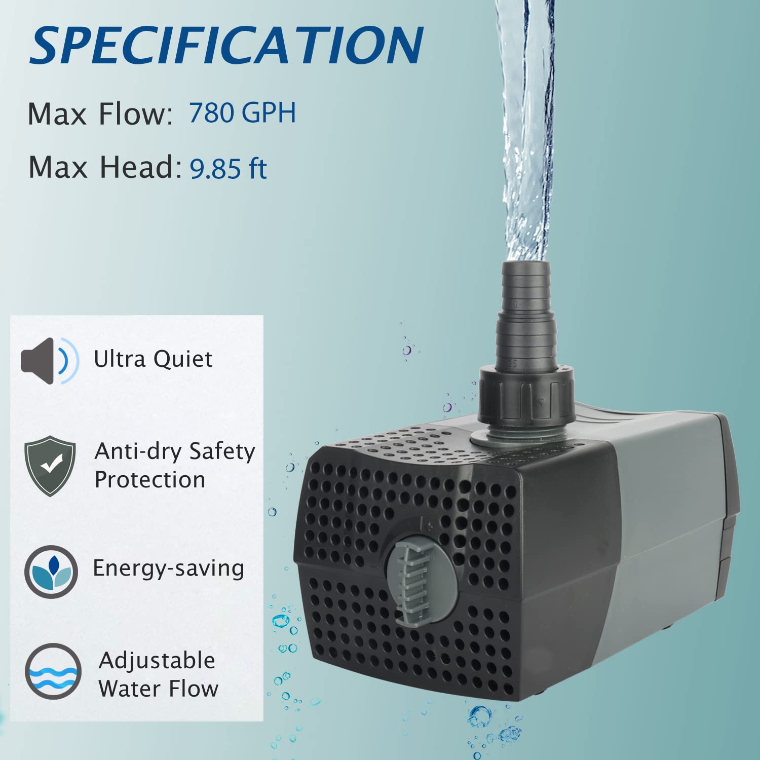 WaterRebirth HSUP3000F fountain jet in action for dynamic water displays.