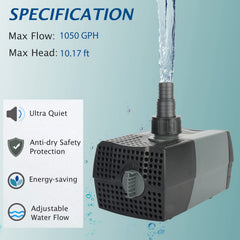 WaterRebirth HSUP4000F fountain jet adjustable for custom water spray patterns