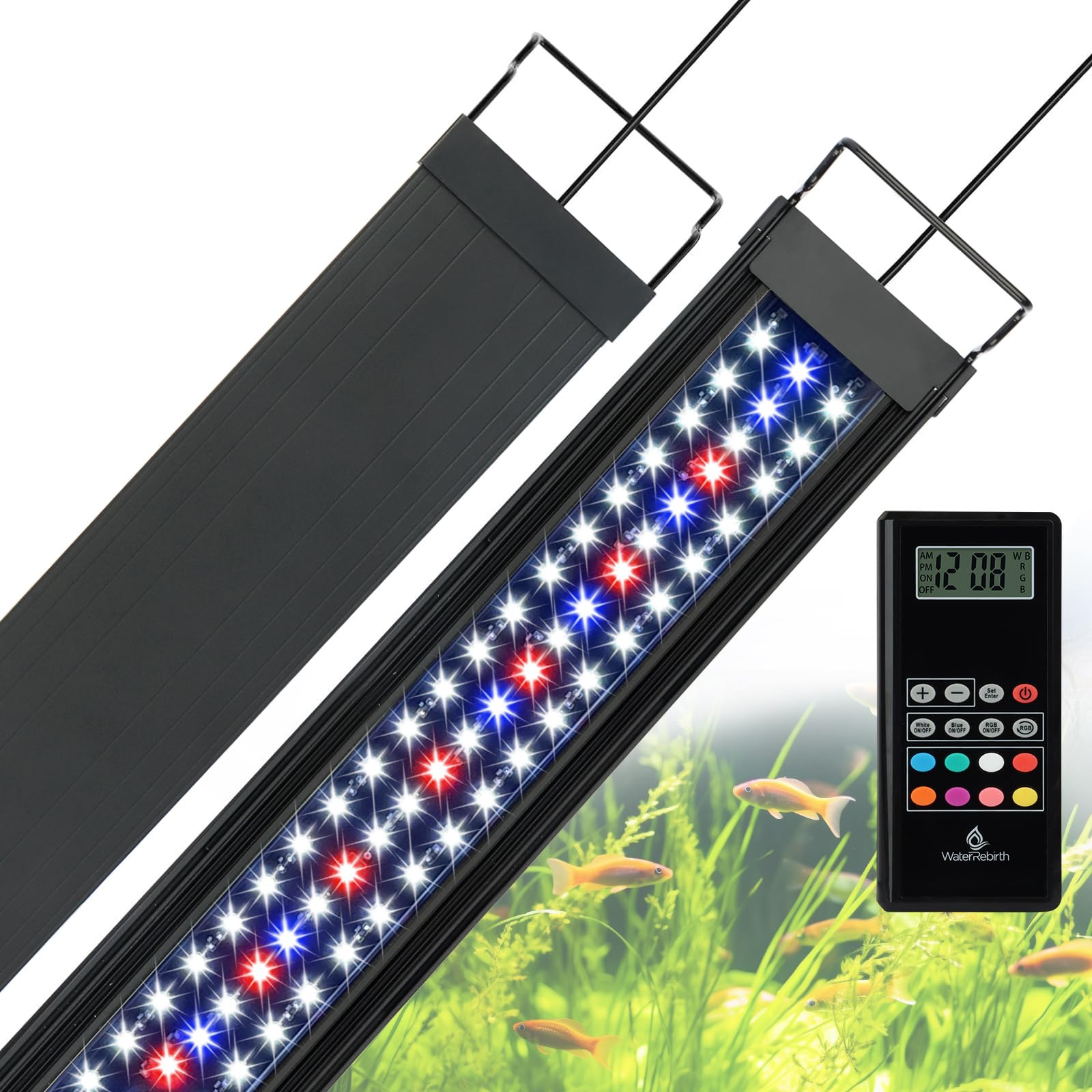 WaterRebirth LED strip extendable brackets enable quick, versatile setup for various tanks.