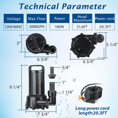 WaterRebirth PB2000 in action demonstrates strong 2000 GPH flow for pond and irrigation.