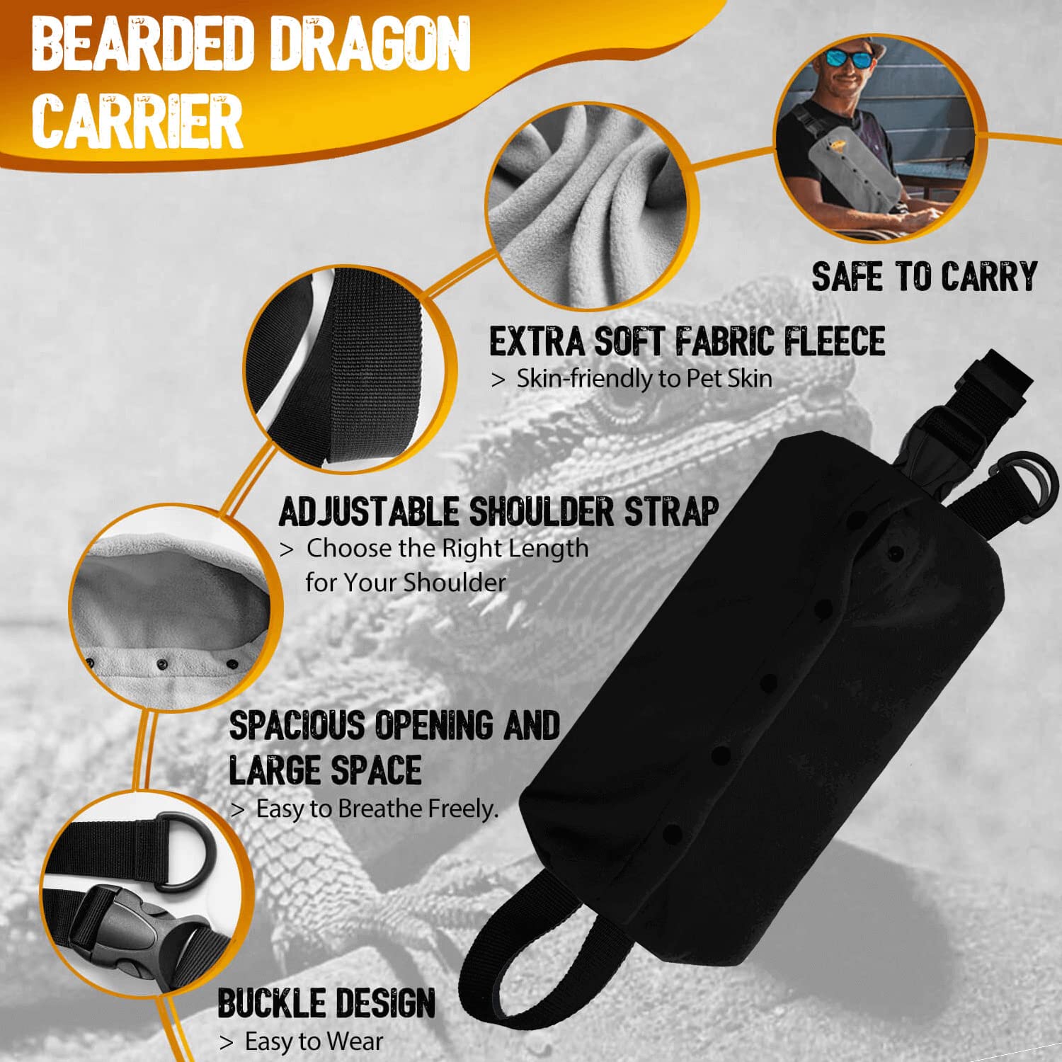 WATFOON lizard sling carrier soft leather vest provides gentle skin contact and secure fit.