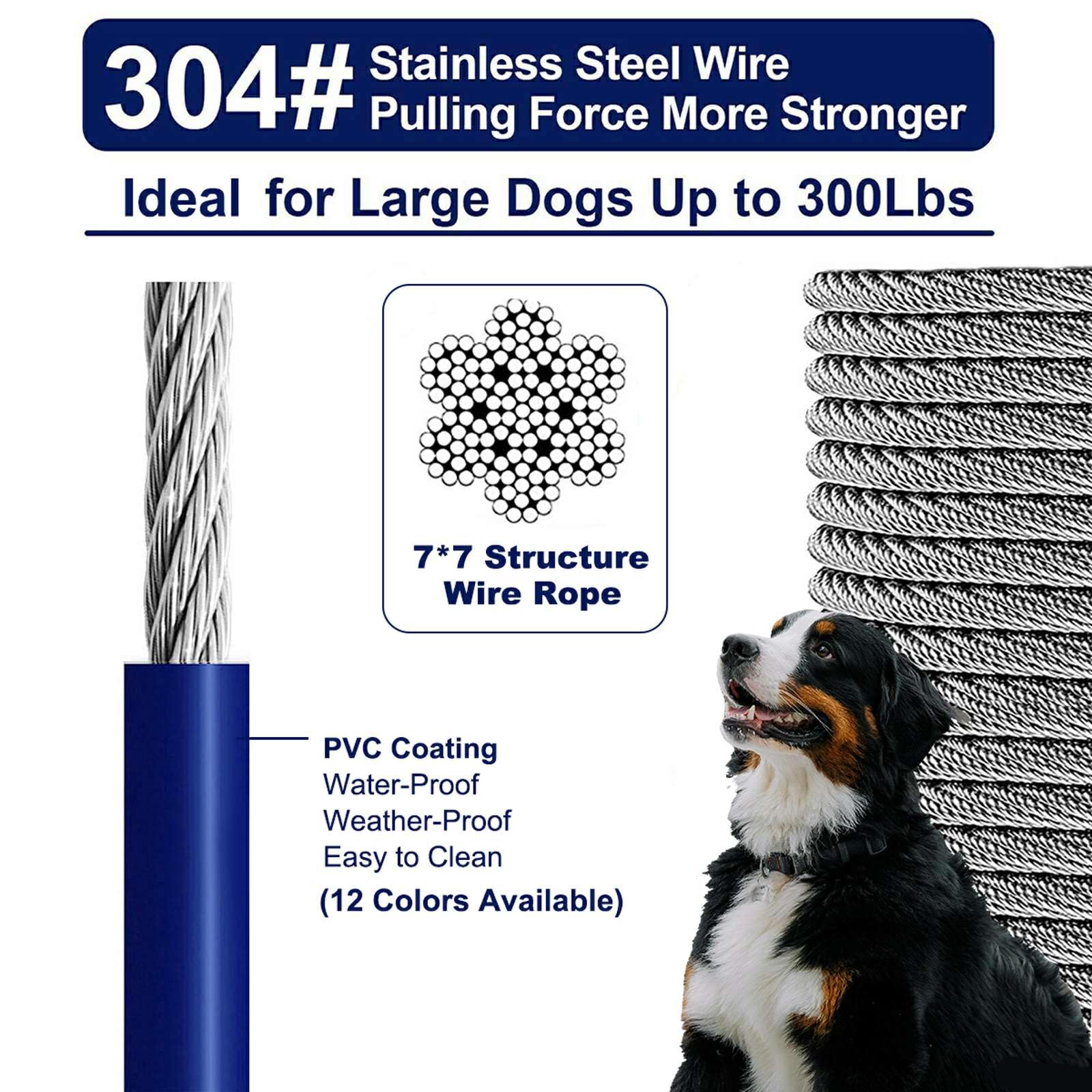 WATFOON tie-out cable 360° swivel buckles reduce tangling during walks.