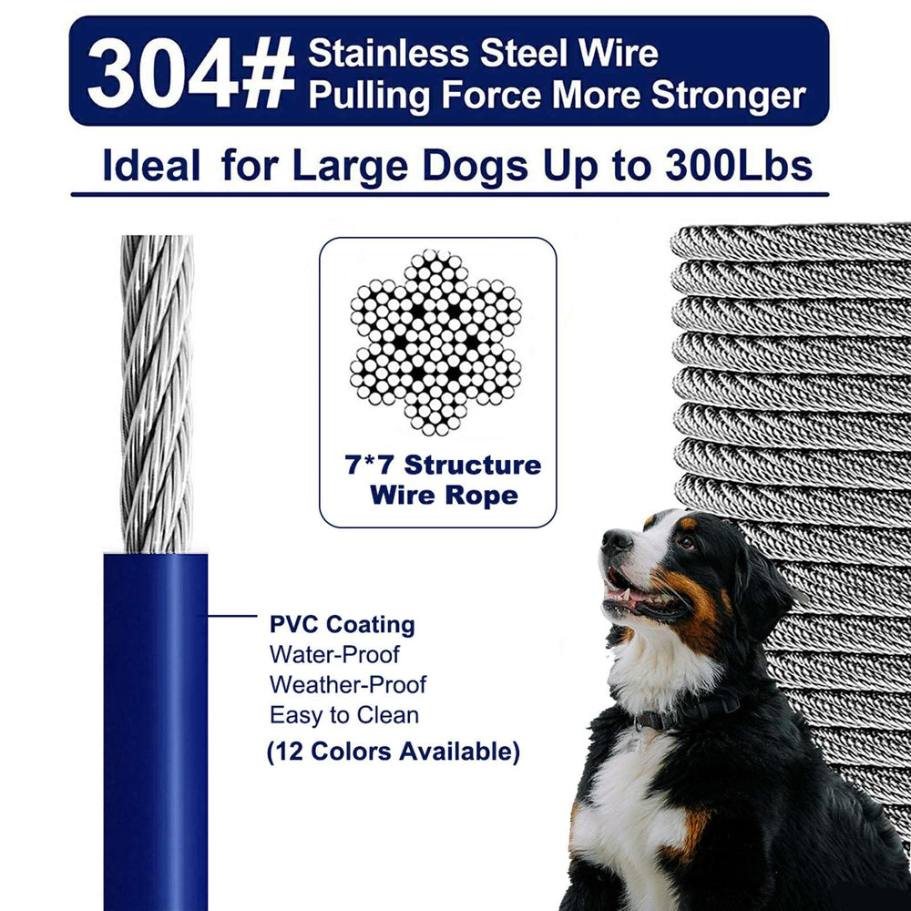 WATFOON tie-out cable 360° swivel buckles reduce tangling during walks.