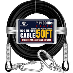 Watfoon tie-out cable 50ft stainless steel with PVC coating for safe outdoor pet space