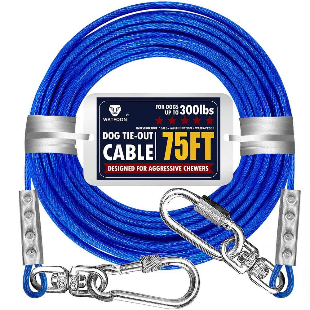 WATFOON tie-out cable 75ft shows long reach for safe outdoor exploration