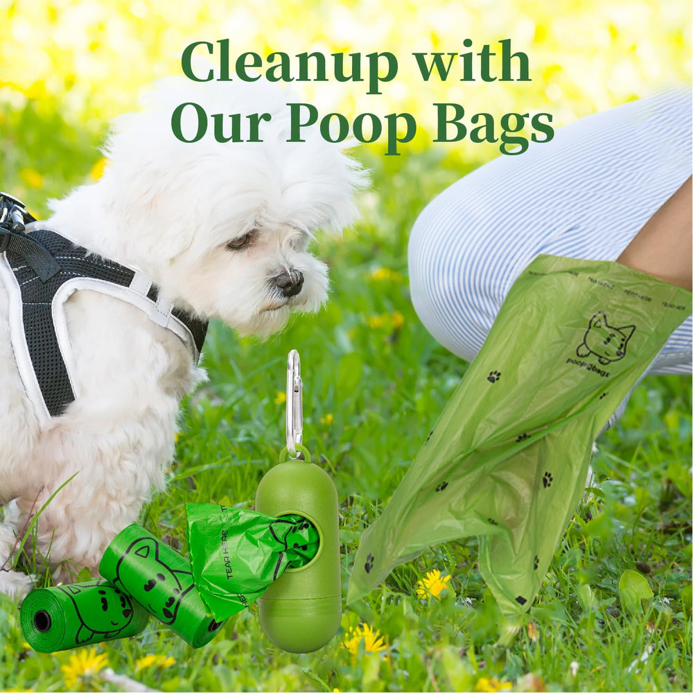 Watreeco leash clip dispenser shown on backpack for hands-free carrying.