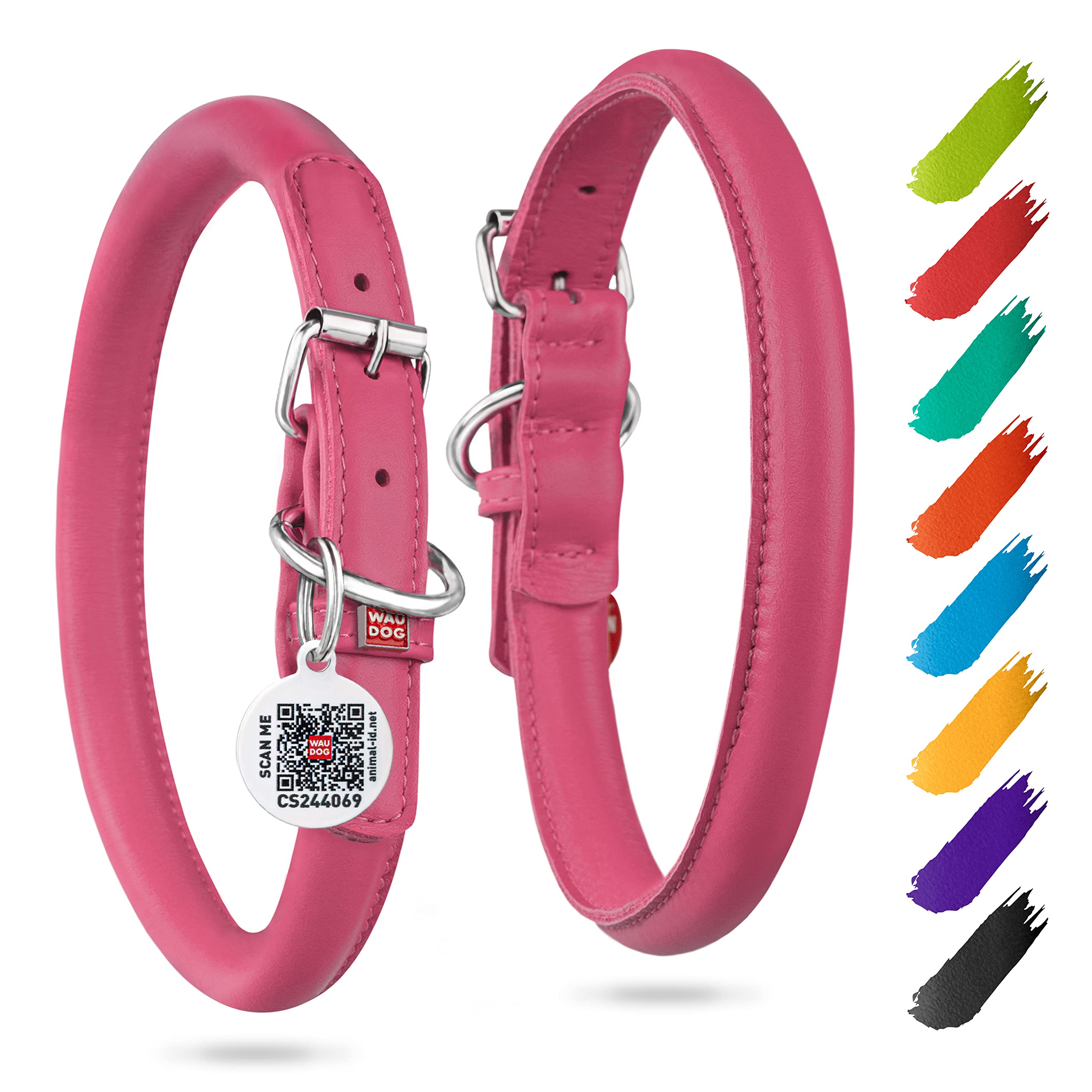 WAUDOG collar de cuero enrollado ultra suave para perros, confort diario