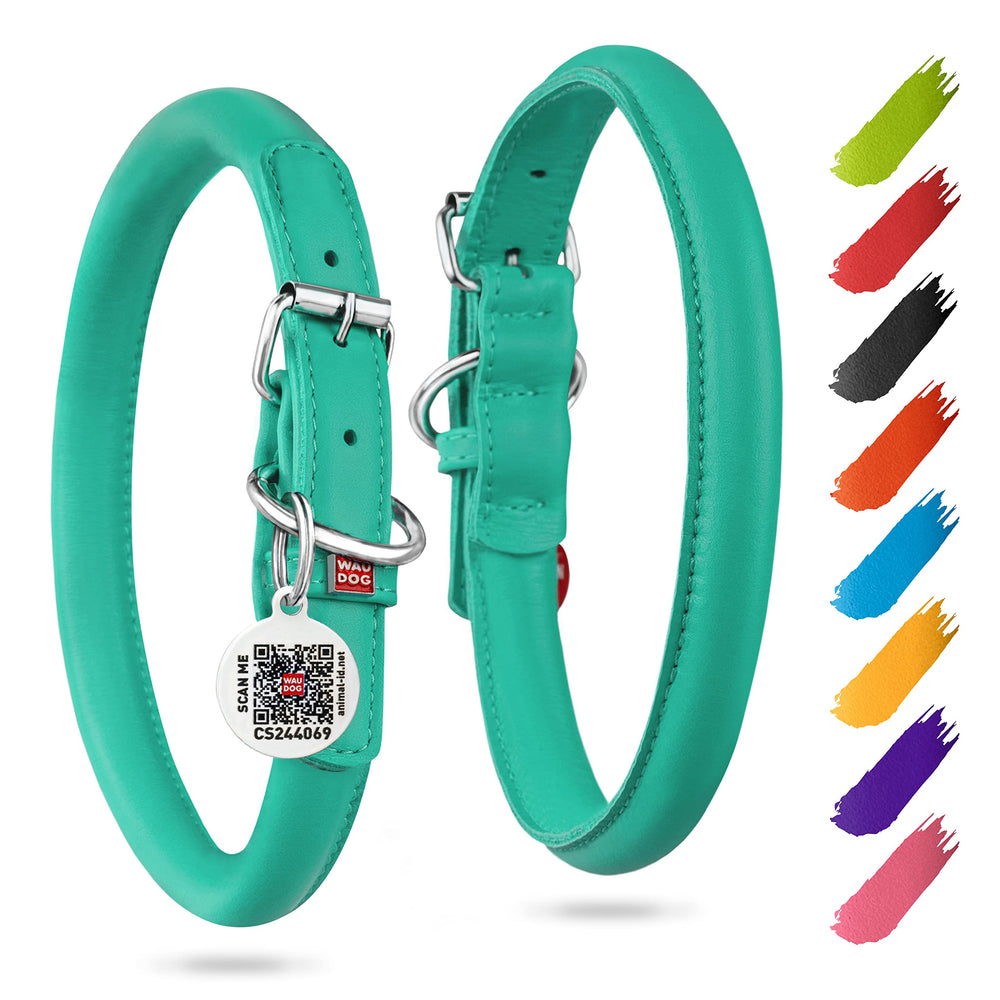 WAUDOG Ultra Soft Rolled Leather Collar with soft padding for comfortable daily walks