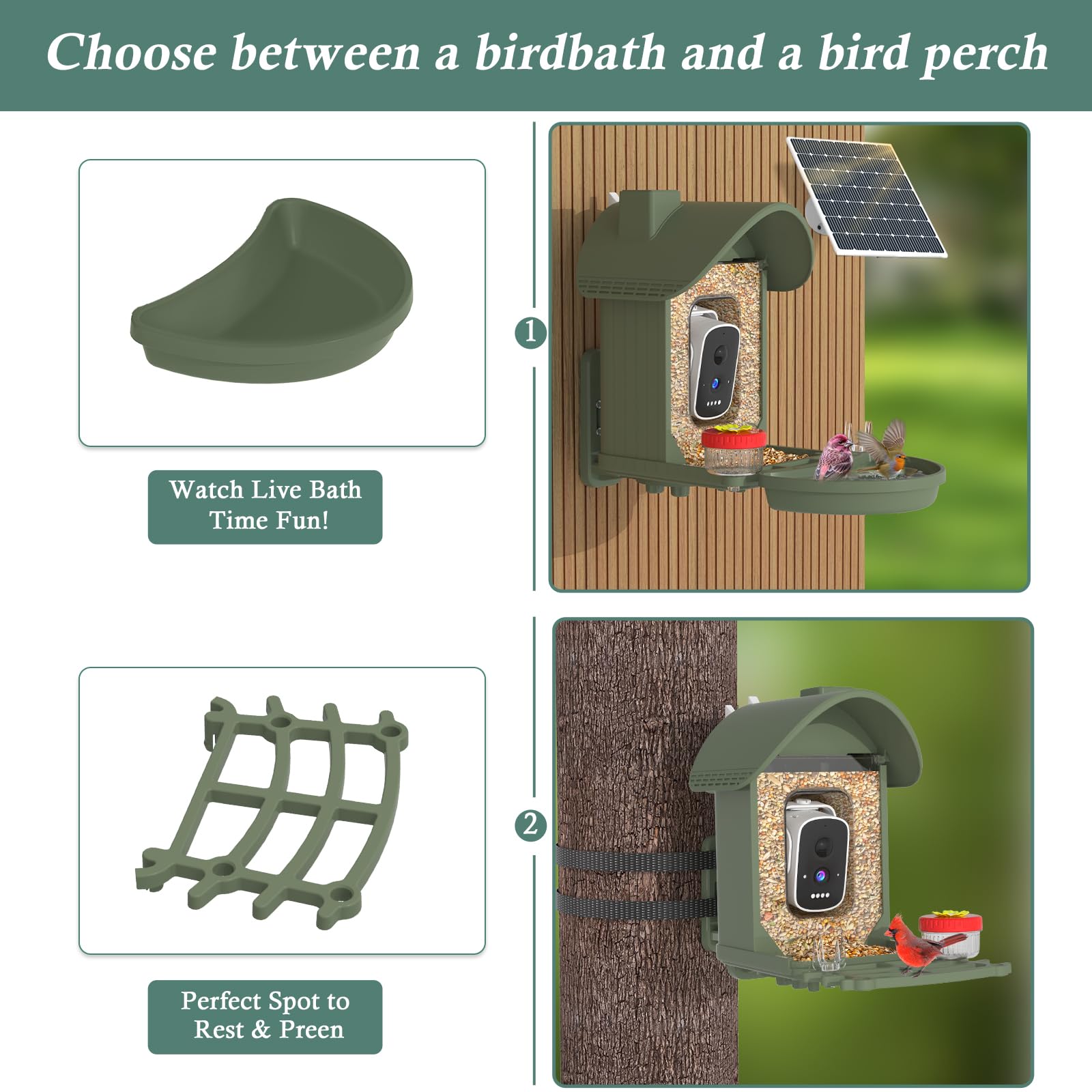 WAVEEME bird feeder solar panel highlighting eco-friendly power for extended outdoor use.