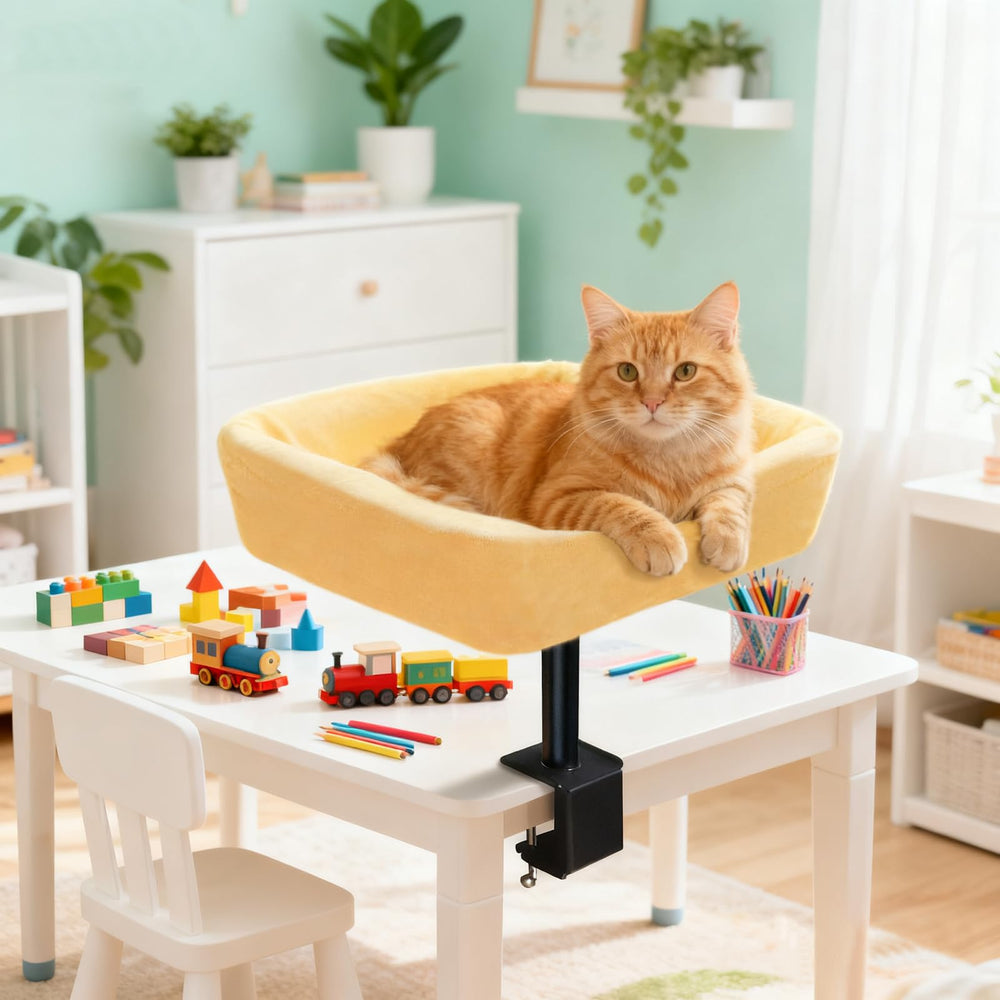Wavetoka Cat Desk Bed with reinforced clamp offers stable desk perch