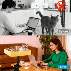 Wavetoka Cat Desk Bed side angle demonstrates dual-sided comfort for year-round cats