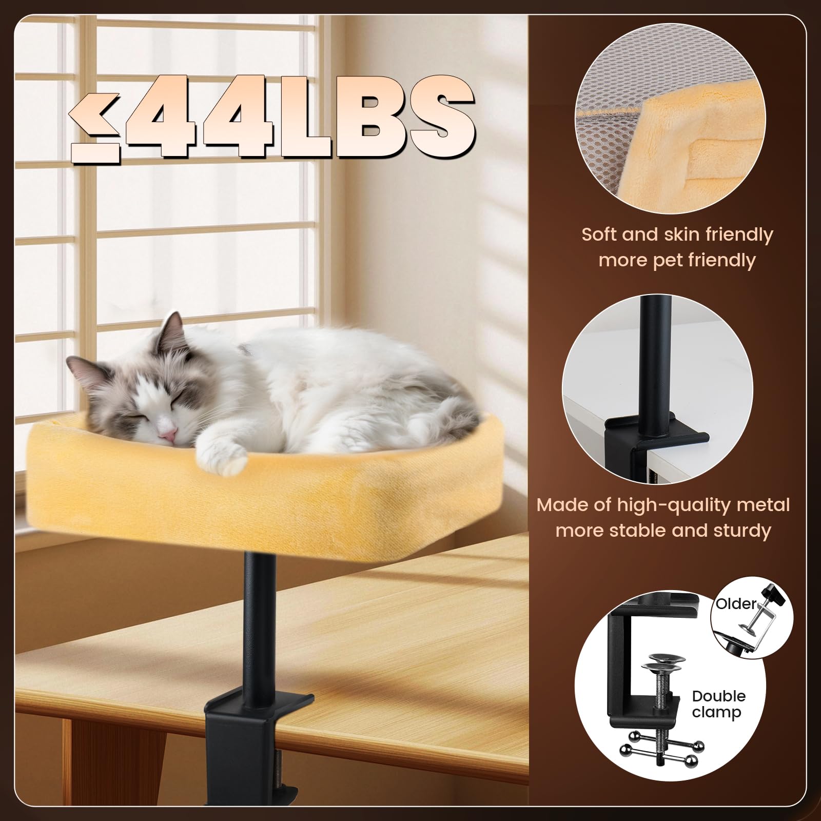 Wavetoka Cat Desk Bed soft winter side for warm cat comfort