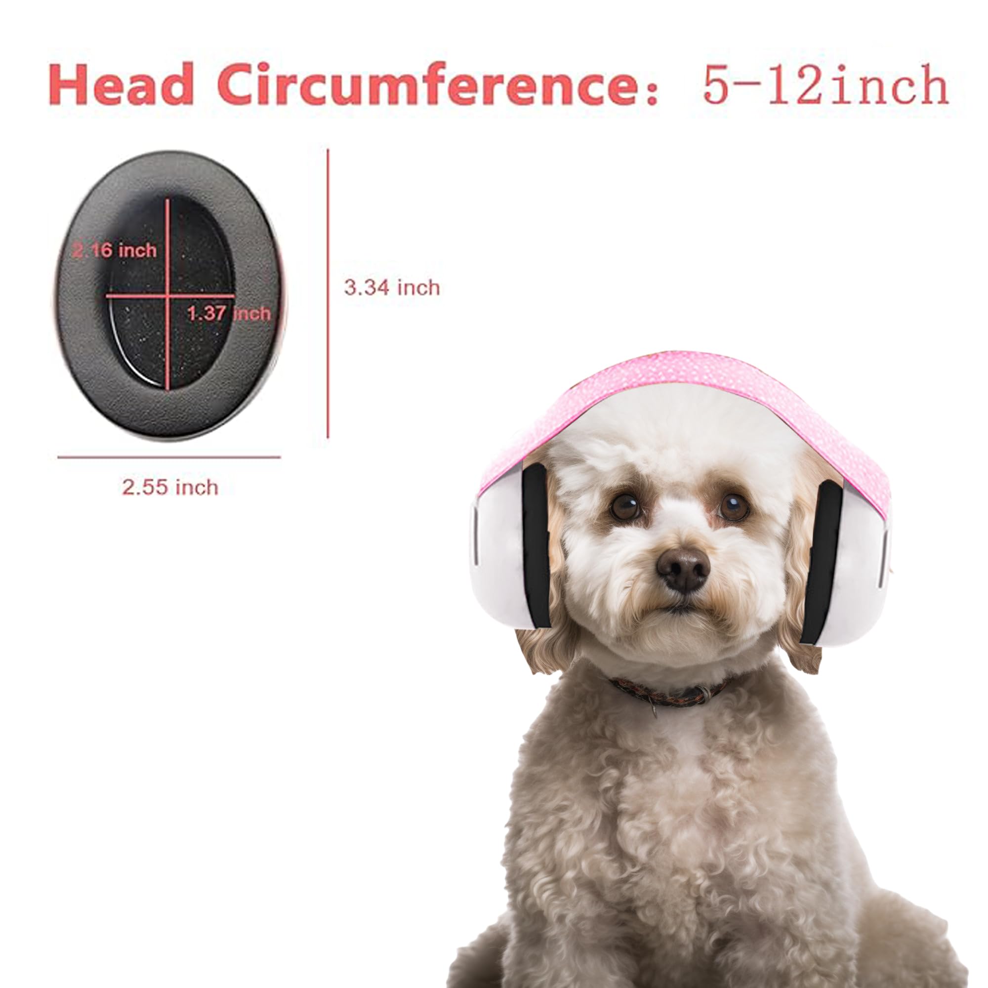 WBHWW small dog ear muffs side view secure fit for noisy environments