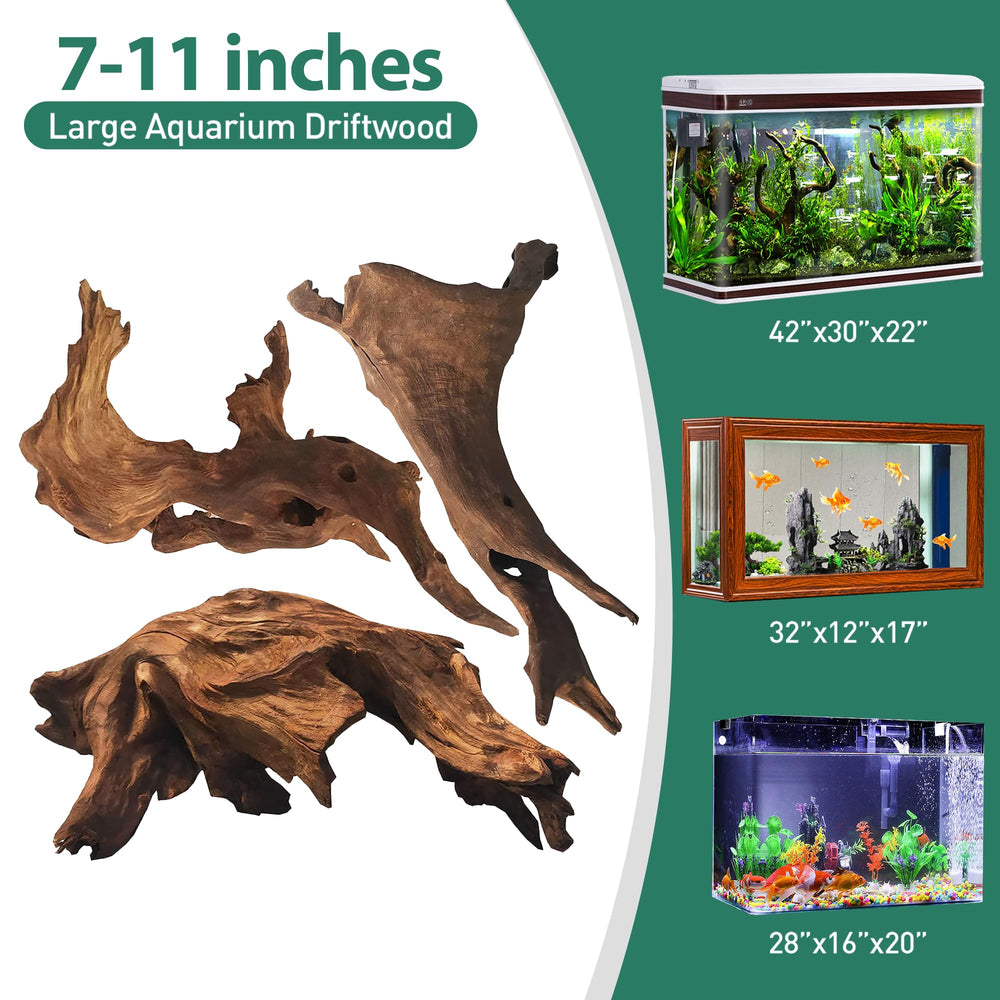 WDEFUN driftwood aquarium decor 8inch-curved-branch boosts natural aesthetics and fish shelter.