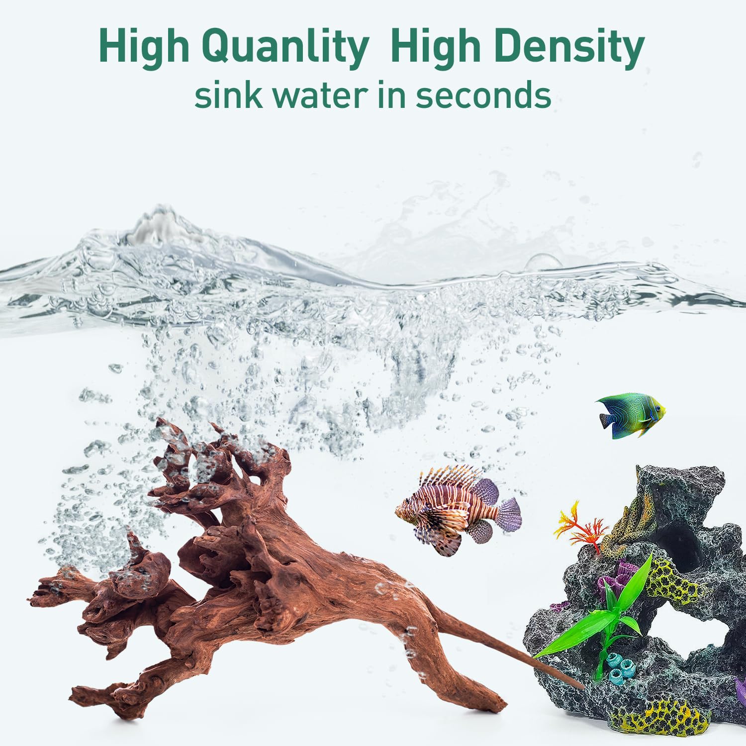 WDEFUN two-piece driftwood for tank decor with multiple viewing angles.