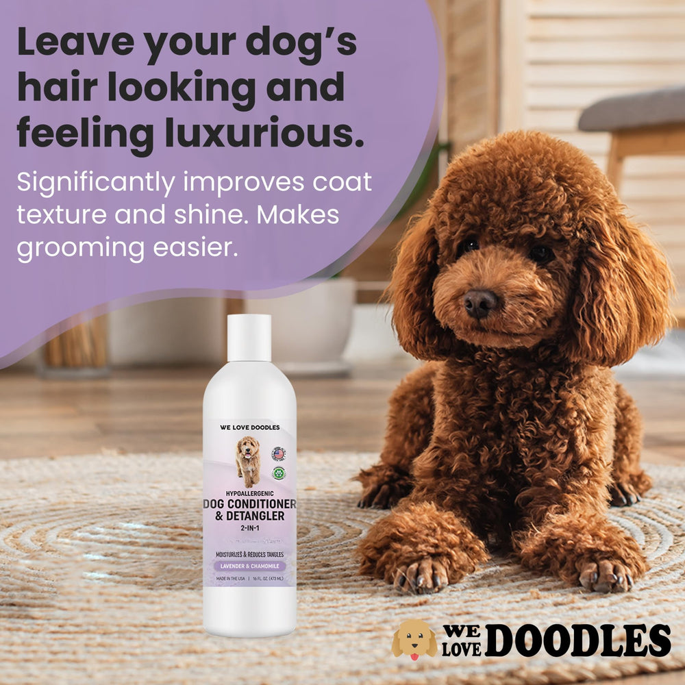 We Love Doodles aroma fresco que mantiene al perro oliendo bien entre baños.