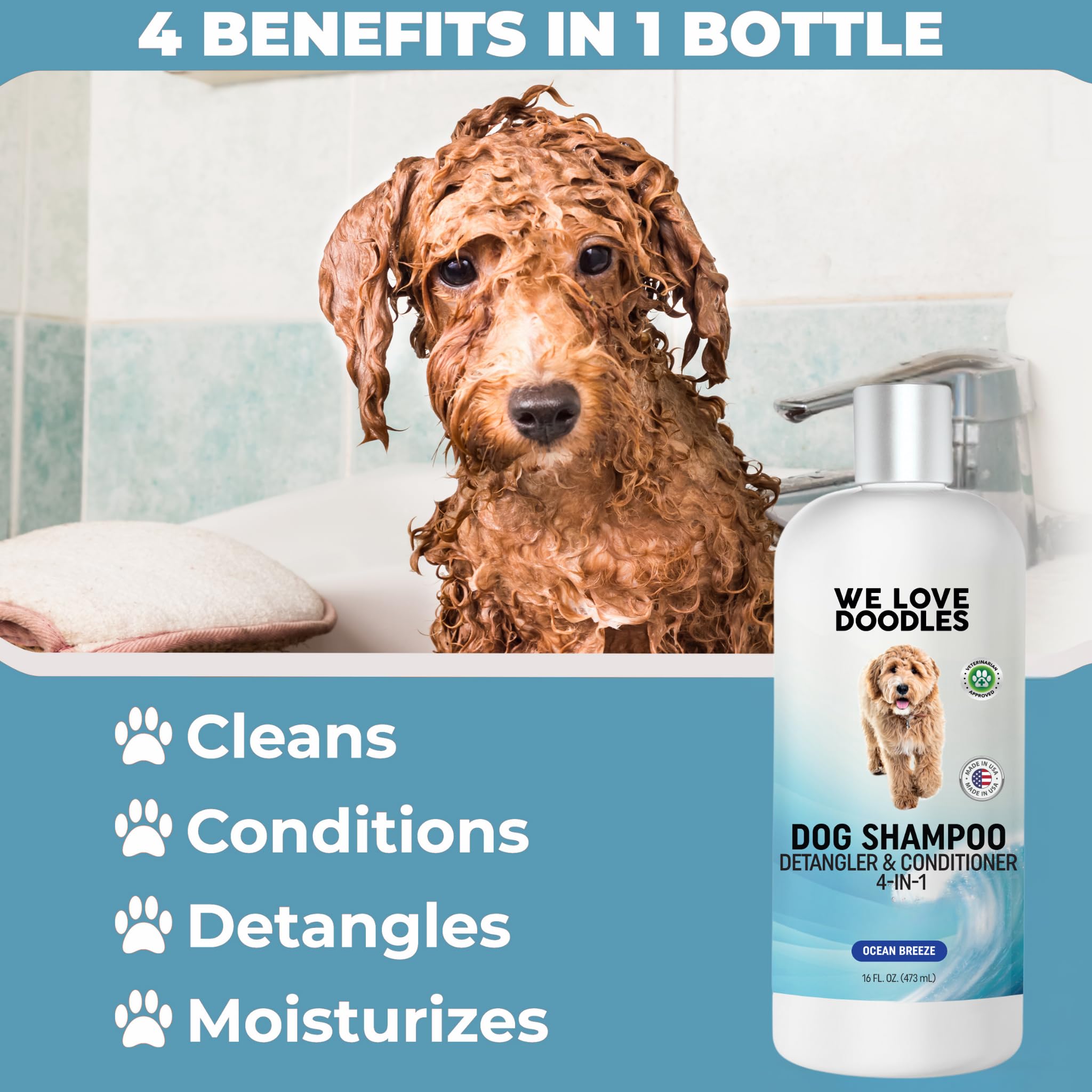 We Love Doodles champú desenredante, facilita cepillado y reduce nudos.