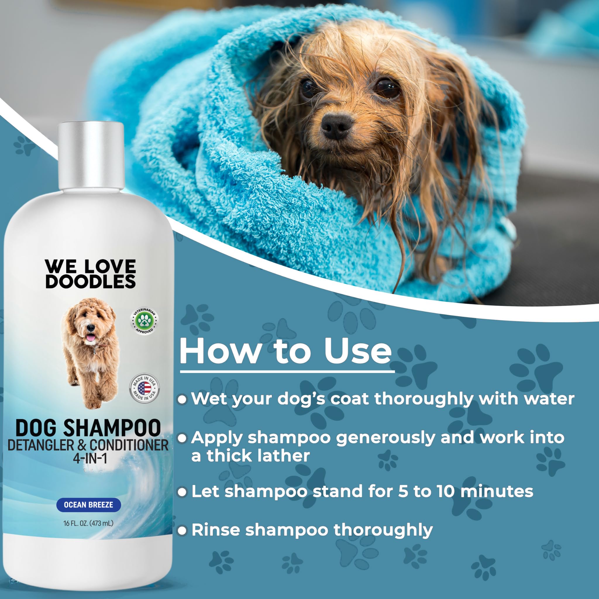 We Love Doodles champú hecho en EE. UU., seguridad y calidad para tu mascota.